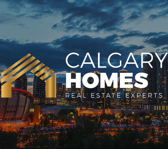 Calgary skyline with Calgary Homes Logo over it
